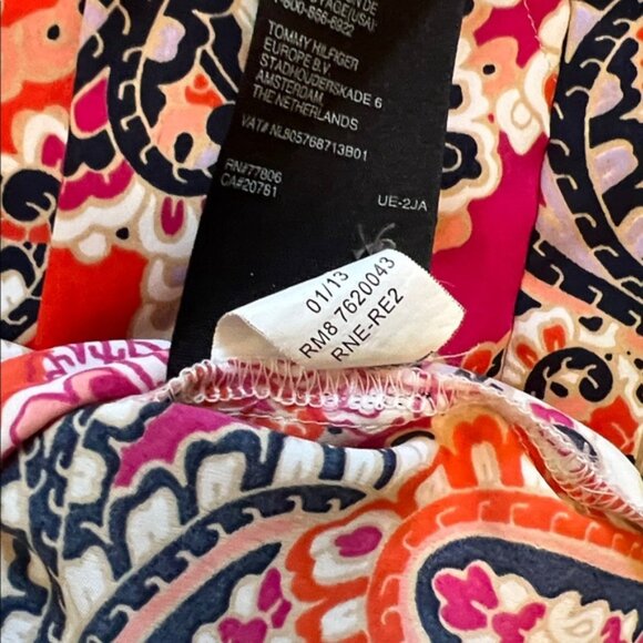 Tommy Hilfiger Red and Pink Paisley Midi Dress Medium - Picture 6 of 10